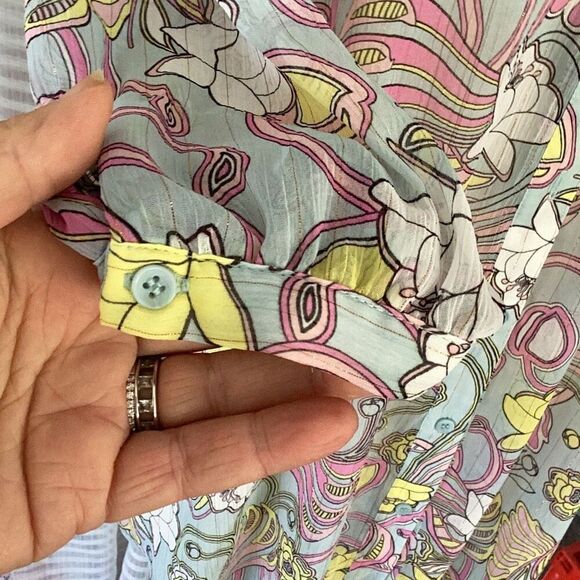 Badgley Mischka Floral Chiffon Sheer Blouse Tunic Top Women’s L/XL - Picture 7 of 16